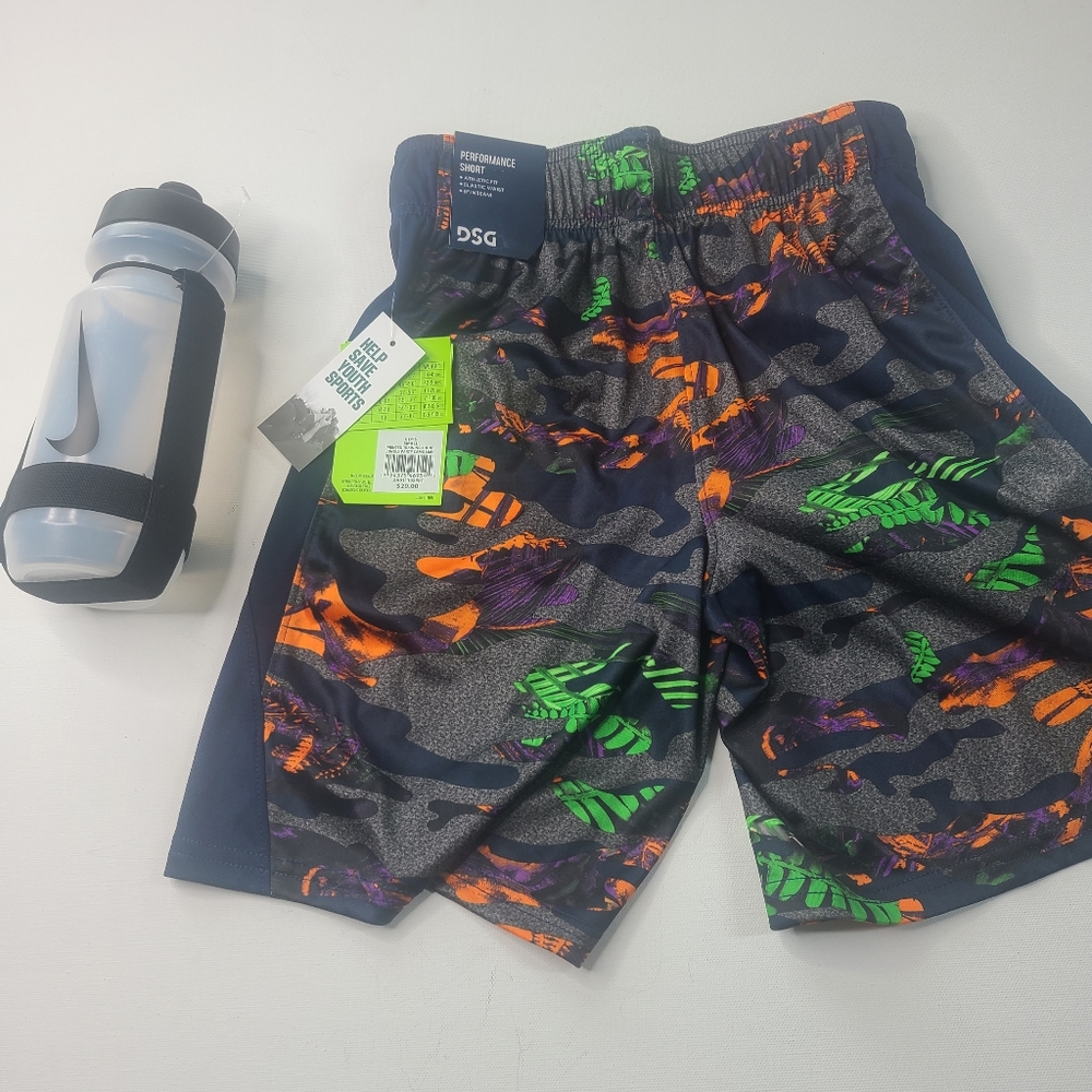 Boys Shorts Training Jungle Print Camo Lime - Picture 4 of 7